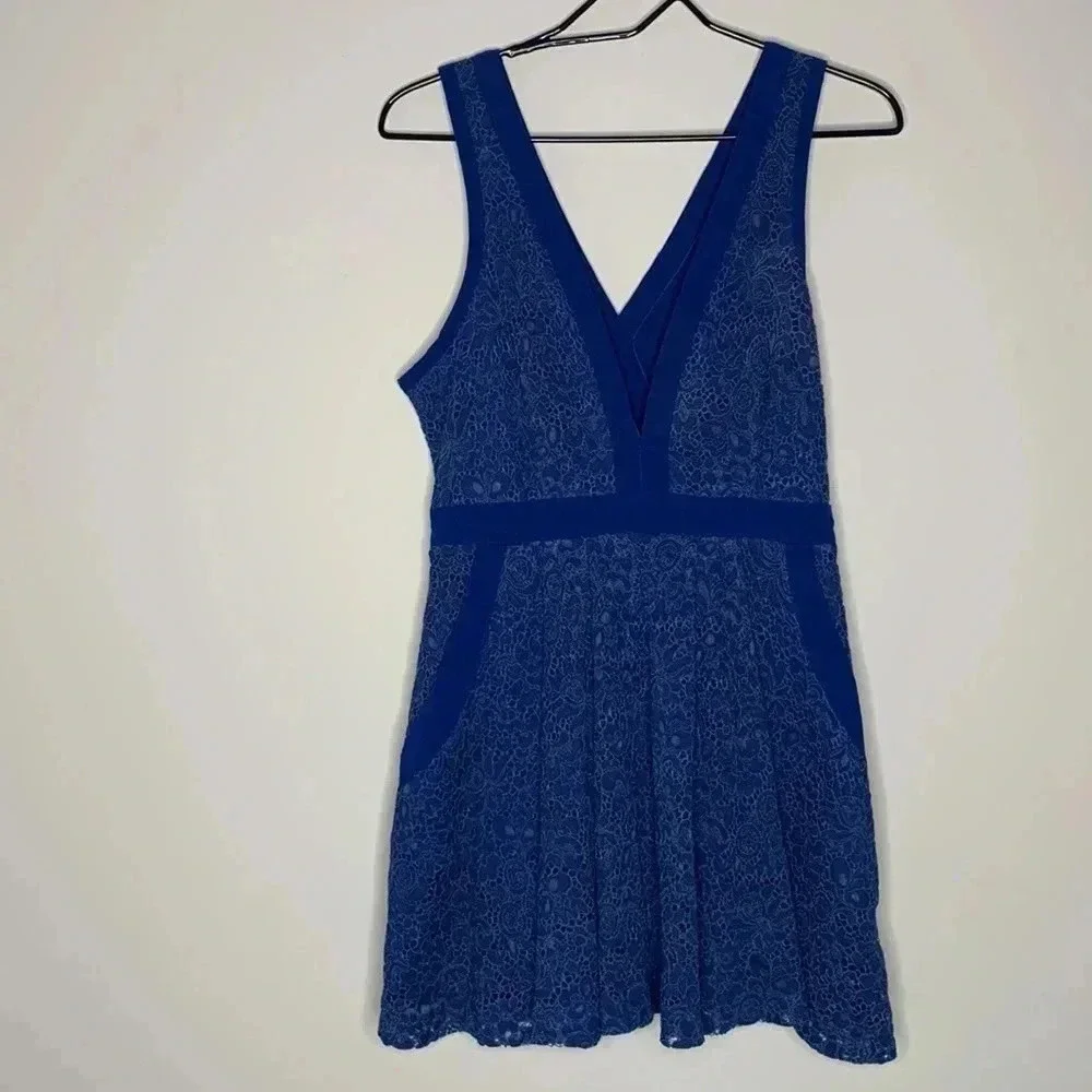 Free People Lovingly In Lace Blue Dress Size Small